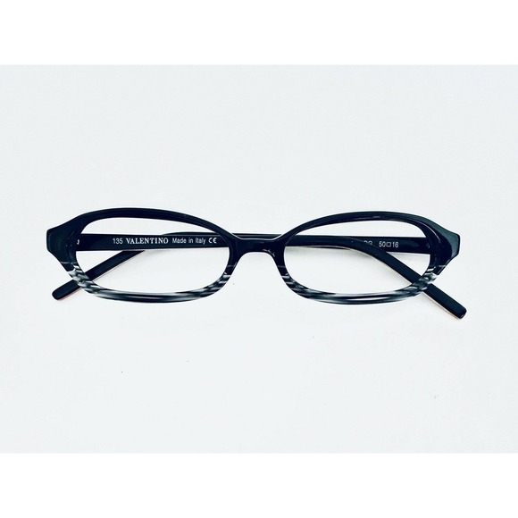Valentino Black W Clear Stripes Oval Glasses main image 8